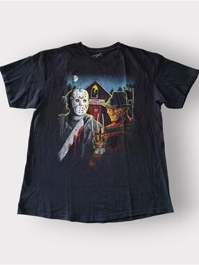 A Nightmare On Elm Street Freddy & Jason Camp Crystal Lake T Shirt | Size XL